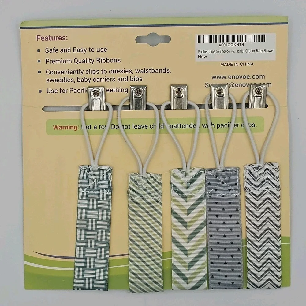 Enovoe Pacifier Clips 5 Pack Baby Binky Holder Universal Strap Set New